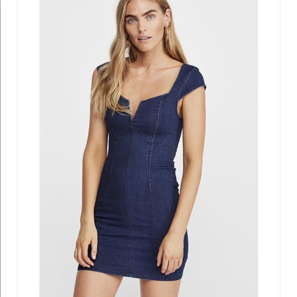 Free People Blue Denim Mini Dress Size M
